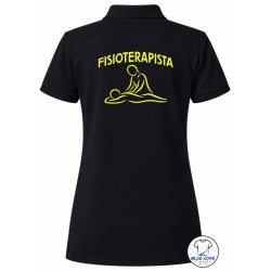 Polo donna nera Fisioterapista vista posteriore