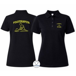 Polo donna nera Fisioterapista personalizzata con nome