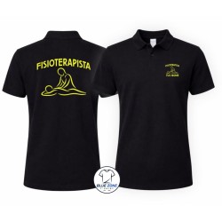 Polo uomo nera Fisioterapista personalizzata con nome