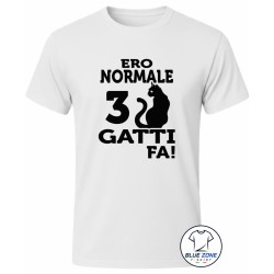 Maglietta uomo Ero Normale 3 Gatti Fa personalizzabile bianco