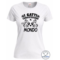 Maglietta donna I Gatti Conquisteranno il Mondo bianca