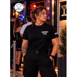Maglietta Security donna indossata da addetta alla sicurezza