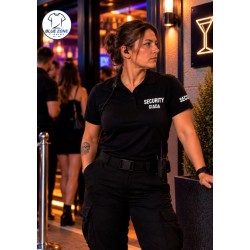 Polo donna Security indossata da addetta alla sicurezza