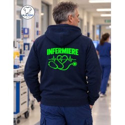 Felpa uomo Infermiere con cappuccio e zip indossata retro