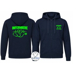 Felpa uomo Infermiere con cappuccio e zip blu notte