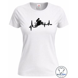 Maglietta Moto Heartbeat Battito Cardiaco Motociclista bianca