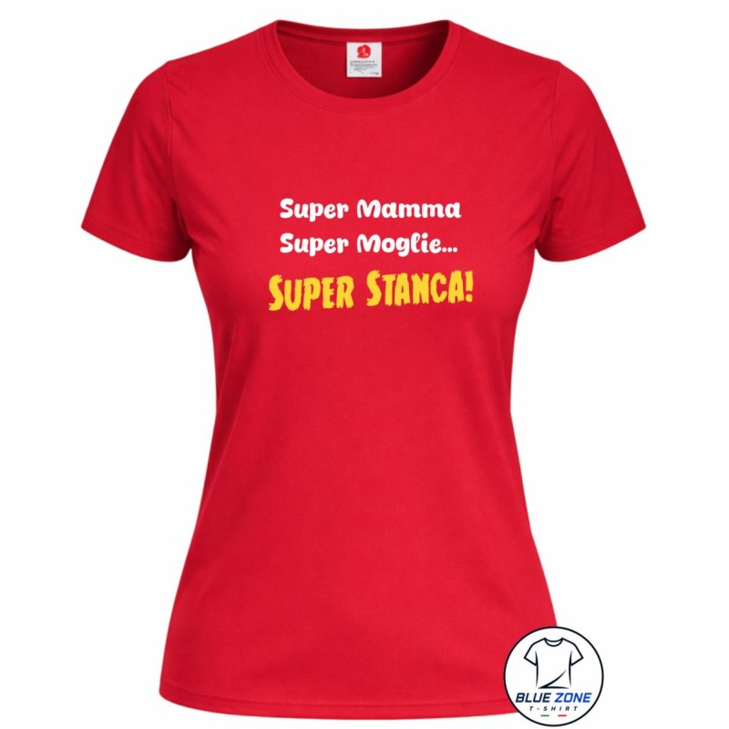Maglietta Super Mamma Super Moglie Super Stanca rossa