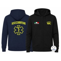 Felpa uomo Autista Soccorritore con cappuccio e zip blu notte