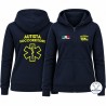 Felpa donna blu notte Autista Soccorritore e Soccorritore con stampa giallo fluo