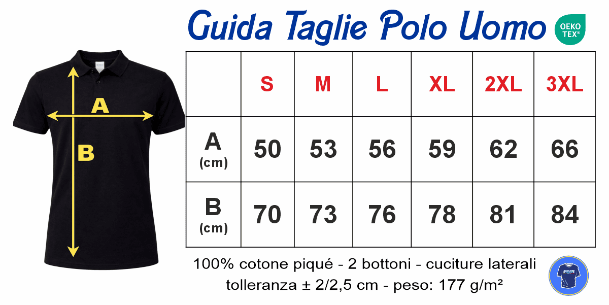 guida taglie polo uomo cotone vestibilità regular fit